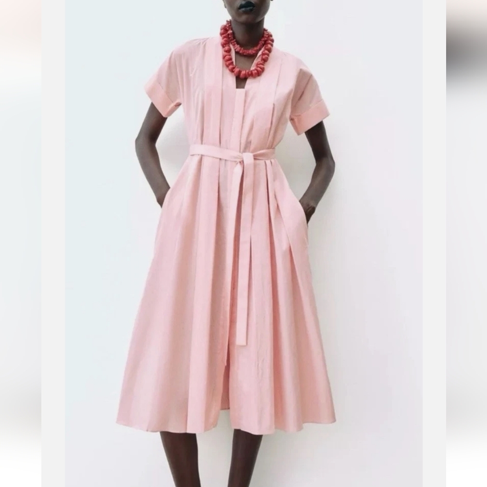 ZARA BELTED SHIRT DRESS ZW COLLECTION SIZE S